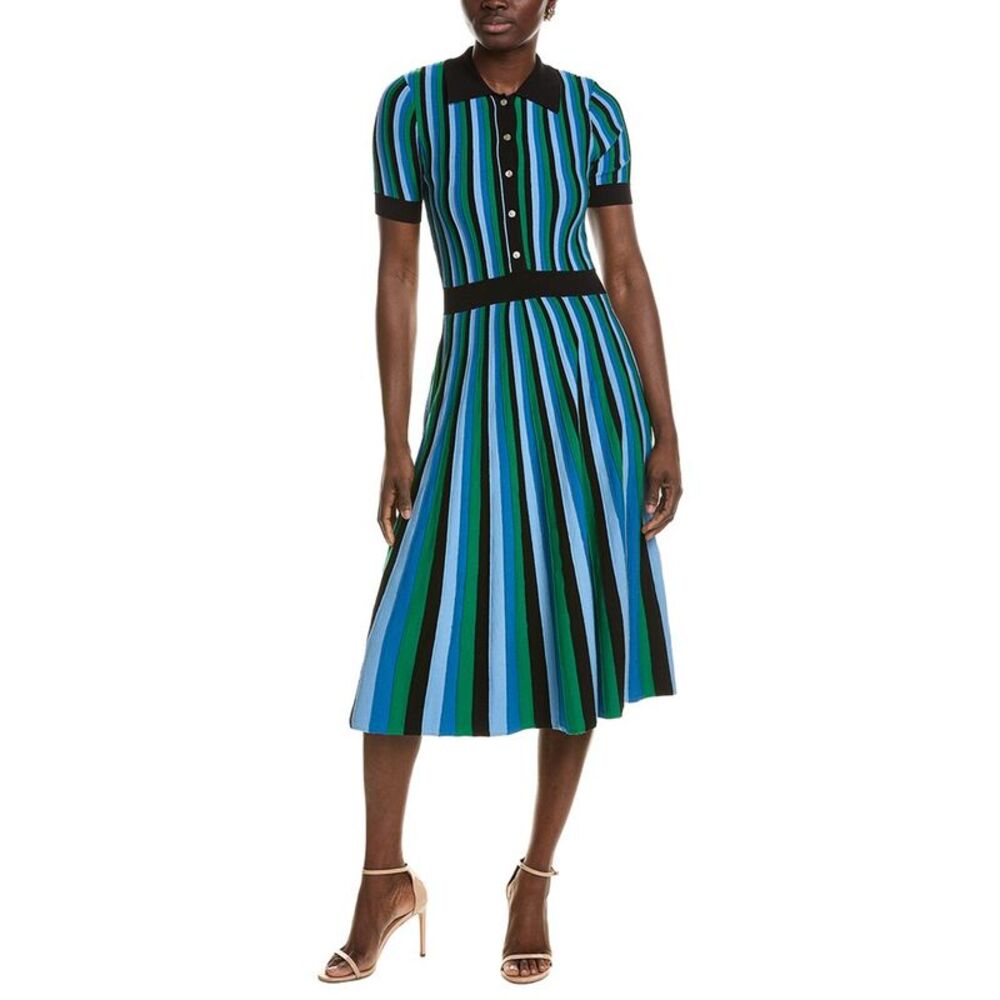 Elie Tahari Womens The Ana Striped Sweater Dress, Black
